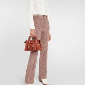 Chloe Tweed Printed Trousers with zipper slit on front of legs